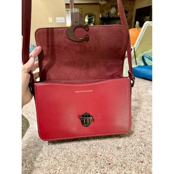 Women's Coach One Size Pink Red Leather Crossbody Bag - Picture 3 of 8